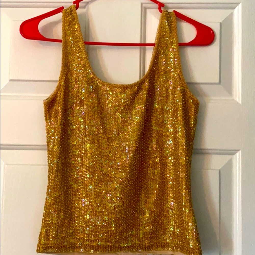 EUC BEBE S Gold Sequin Tank Top